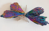 Dragonfly silver colored (Tourmaline, rainbow titanium aura) small